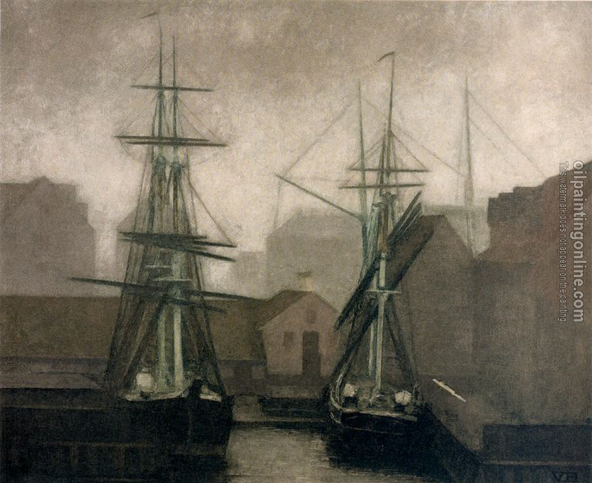 Vilhelm Hammershoi - View of the Greenland Trading Company Docke